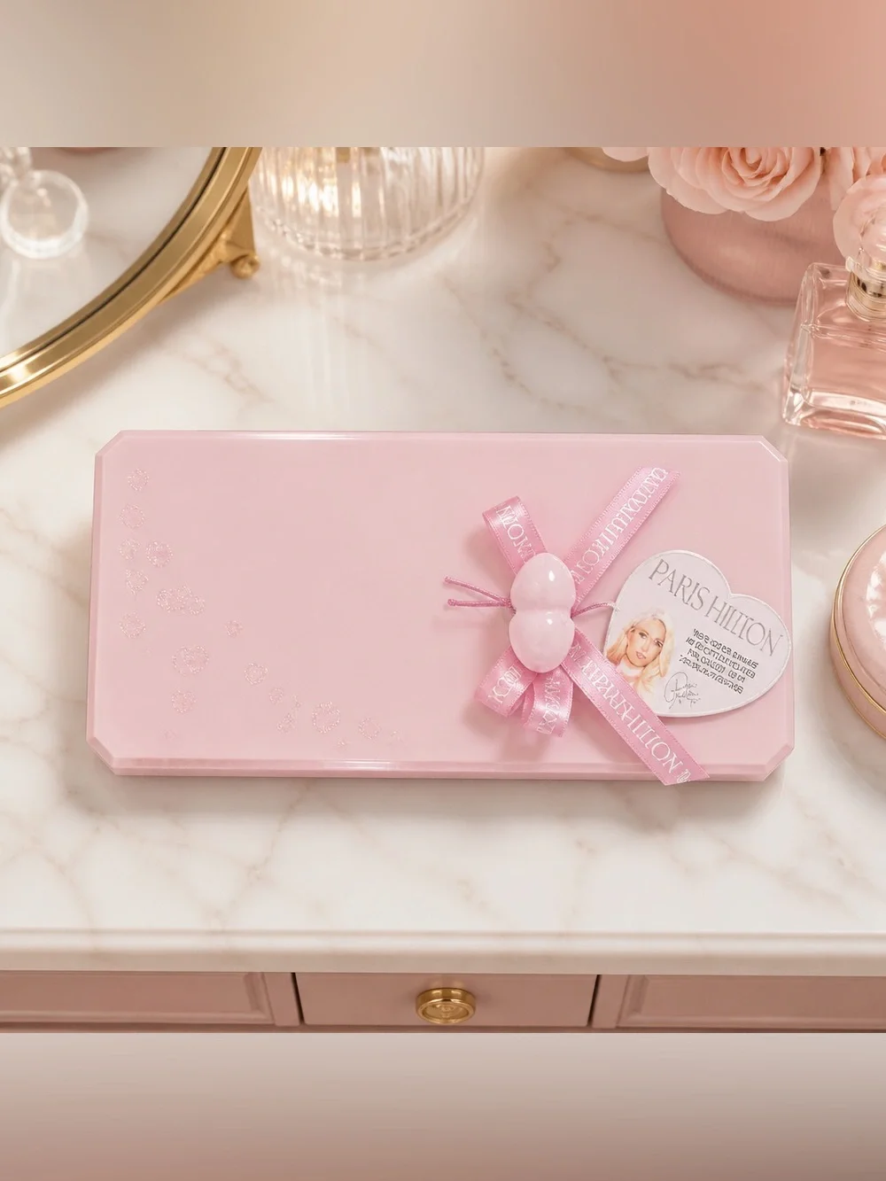 Paris Hilton Pink Vanity Organizer 3-Compartment Storage Box New
